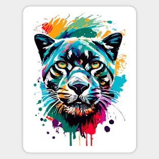 Black Panther Colourful - Cute Black Panther Wild Cat Magnet